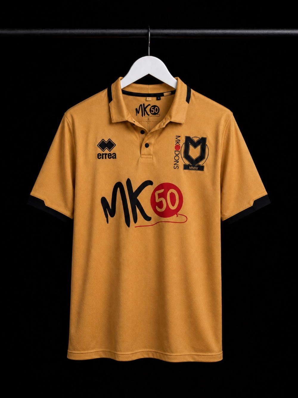 MK Dons 2016 Gold Home Shirt – Erreà – MK50 Edition – Men's Large – New With Tag
